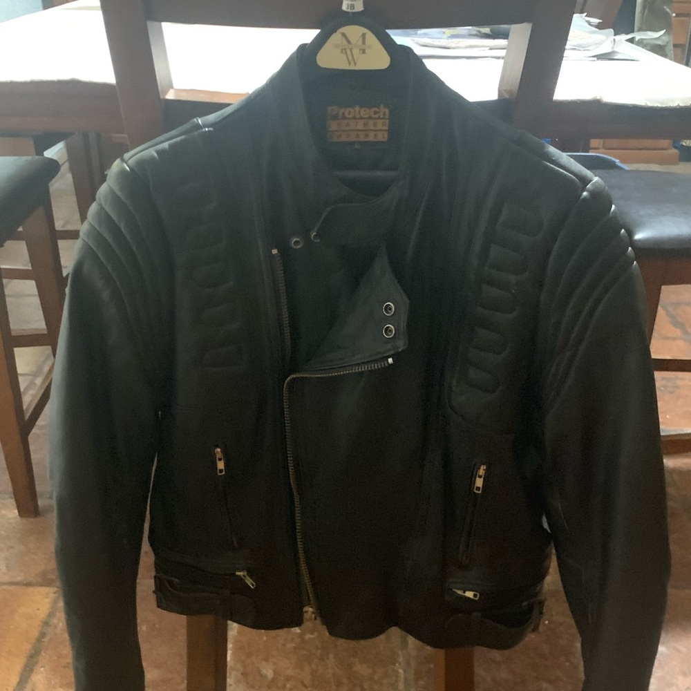 VINTAGE Protech Leather Racing Jacket (size 42)